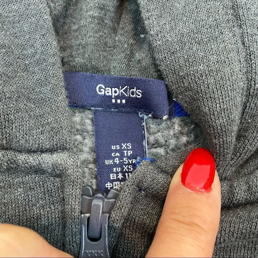 Boys‎ Gap Charcoal Grey Full Zip Logo Hoodie XS